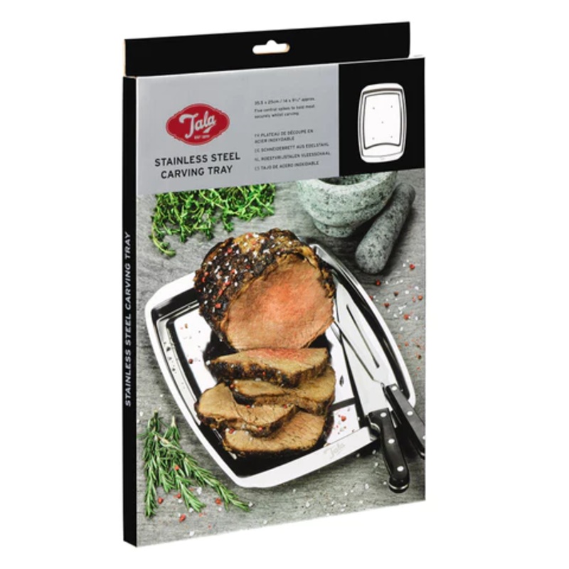 Tala Performance Stainless steel Carving Tray with 5 spikes – 35.5 x 25cm