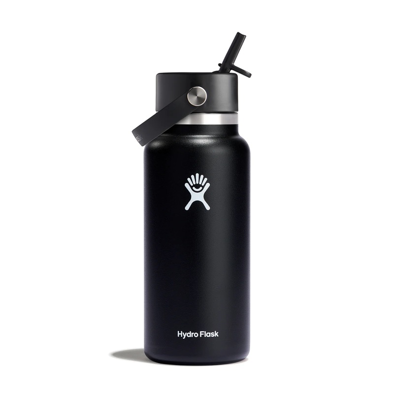 Hydroflask Wide Mouth Bottle with Straw 32oz – Black