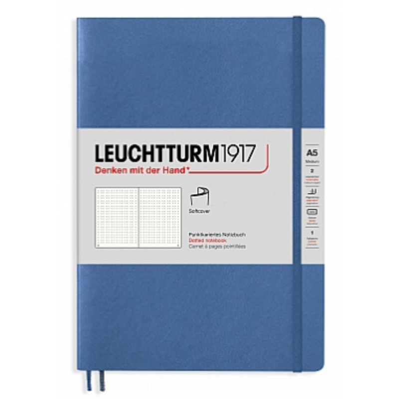 Leuchtturm A5 Softcover Dotted Notebook – Denim
