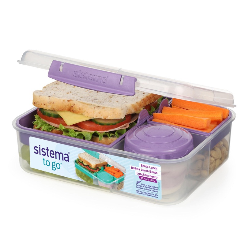 Sistema Bento Cube 1.65L – Clear with Coloured Clips
