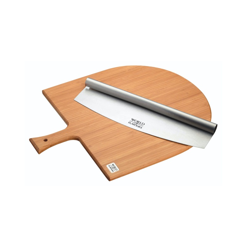 World of Flavours Italian Pizza Board and Knife Serving Set