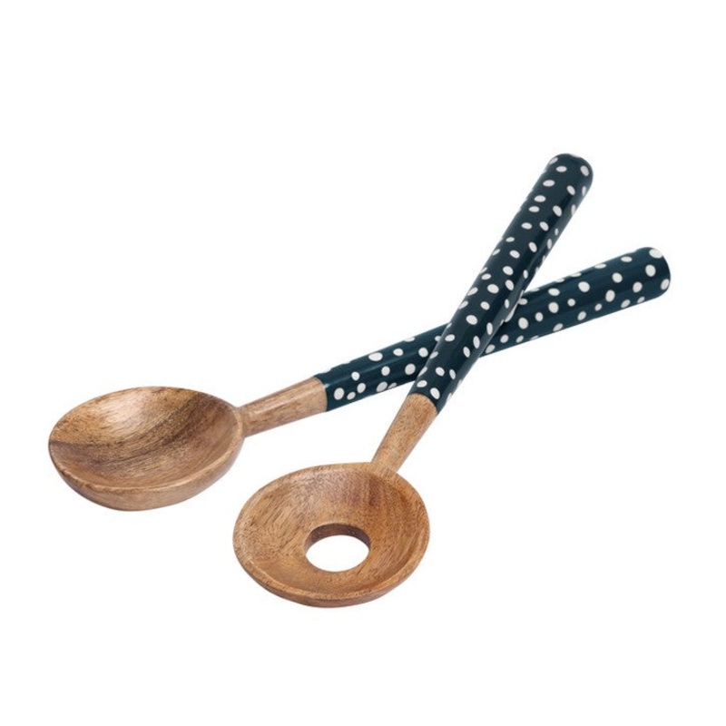 Dexam Sintra Mango Wood Spotted Salad Servers – Ink Blue