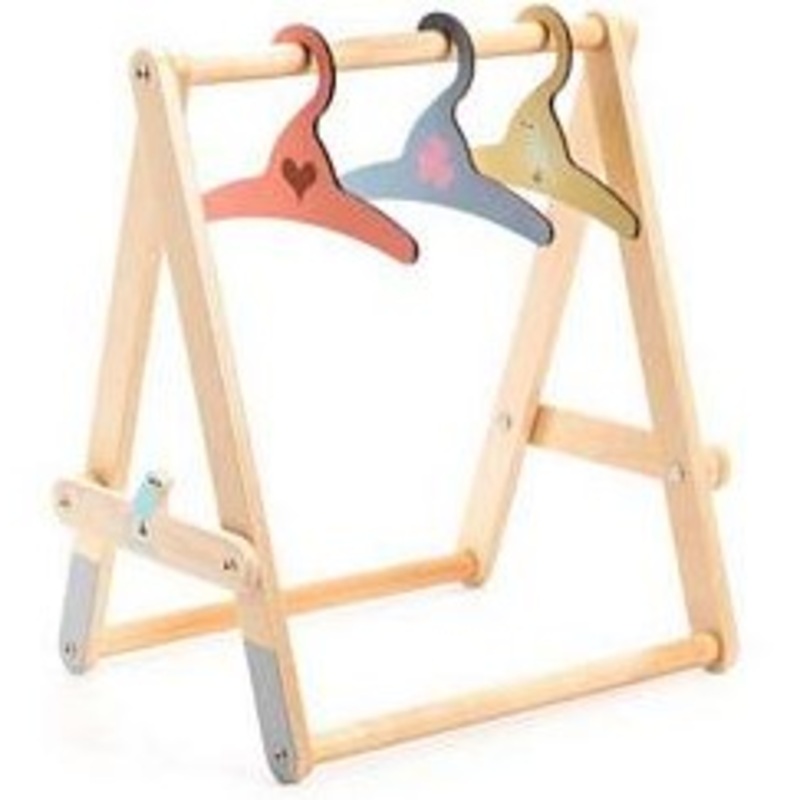 Djeco POMEA Doll’s Clothes Rack & 3 Hangers