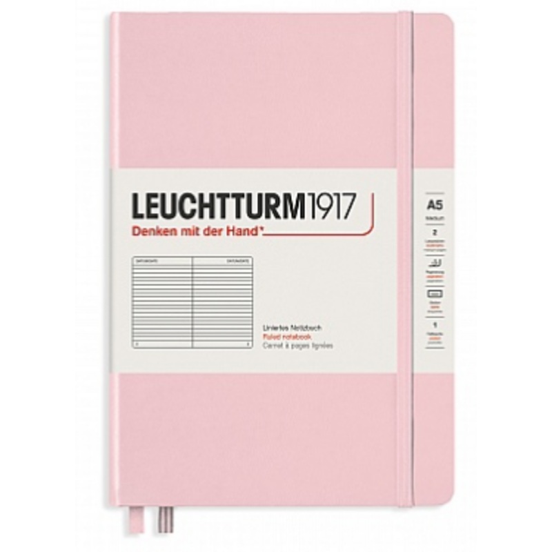 Leuchtturm A5 Hardback Ruled Notebook – Powder Pink