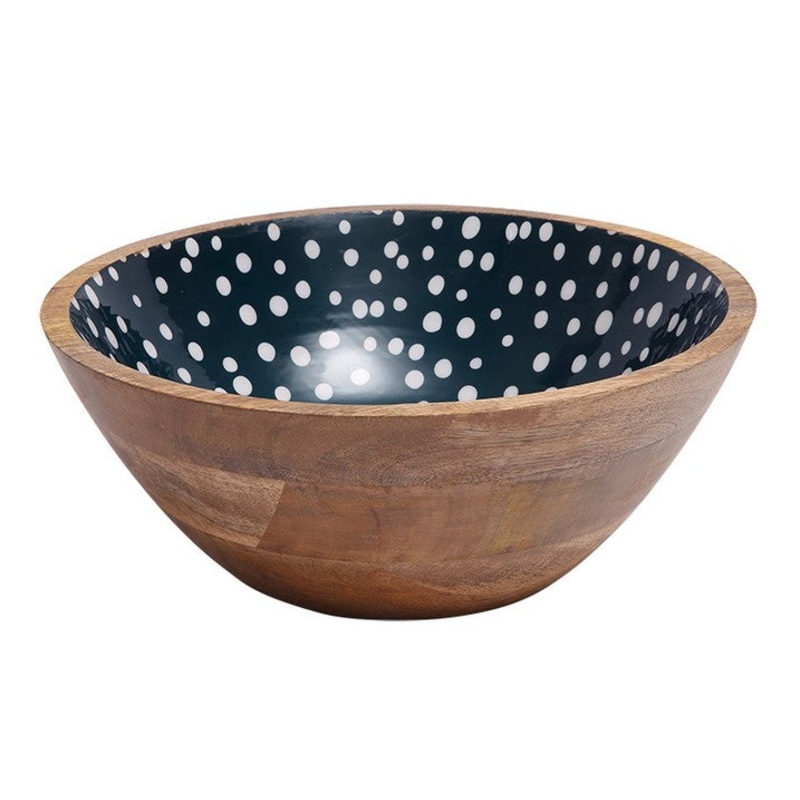 Dexam Sintra Mango Wood Spotted Salad Bowl – Ink Blue