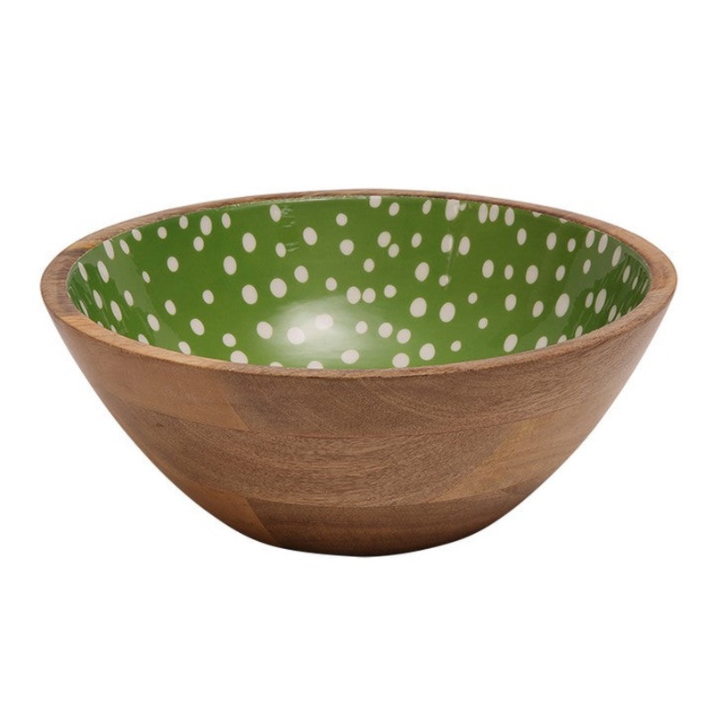 Dexam Sintra Mango Wood Spotted Salad Bowl – Green
