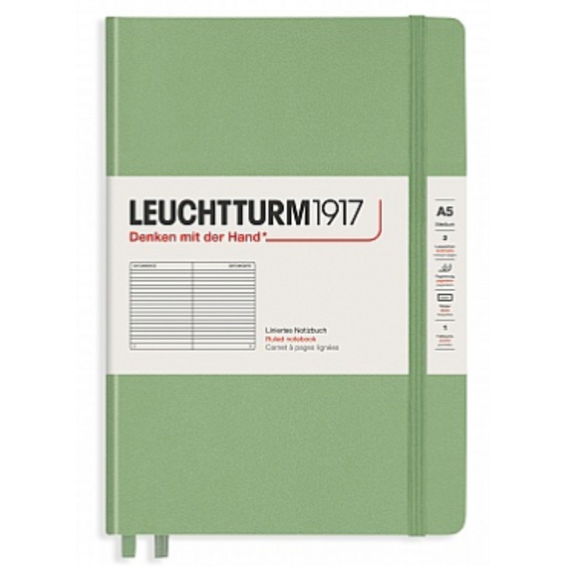 Leuchtturm A5 Hardback Ruled Notebook – Sage Green