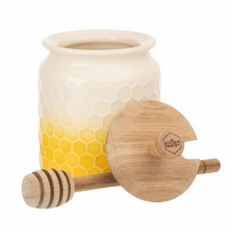 Kitchen Pantry Honey Pot With Drizzler – Yellow