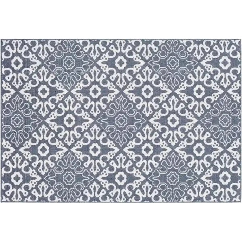 Surya 8×10 Alfresco Charcoal & White Outdoor Rug