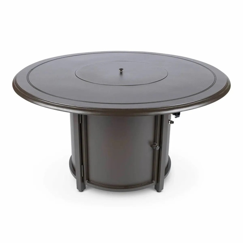 Woodard 48″ Round Solid Cast with Beaded Edge Chat Fire Table in Aztec Bronze