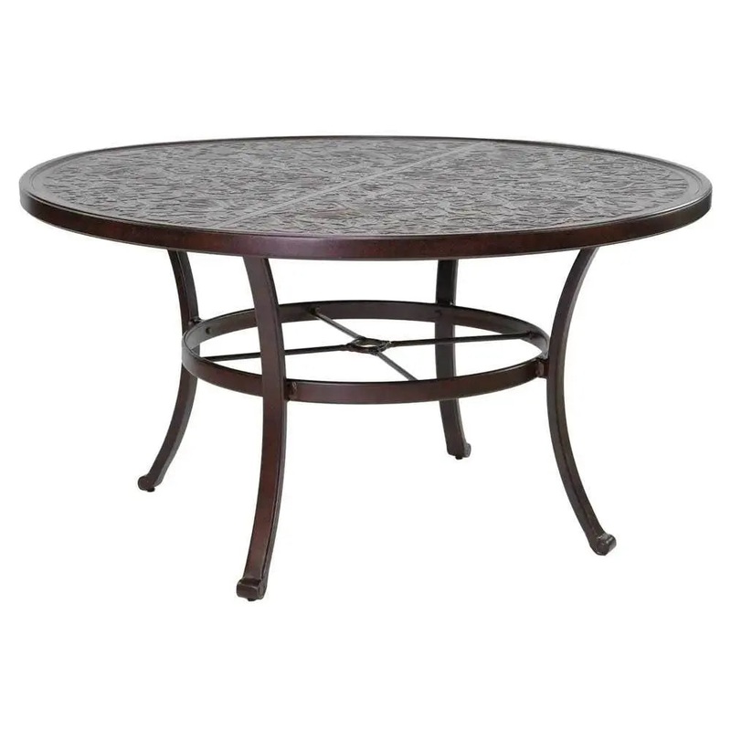 Castelle Vintage 54″ Round Dining Table with Forged Top and Antique Walnut Finish