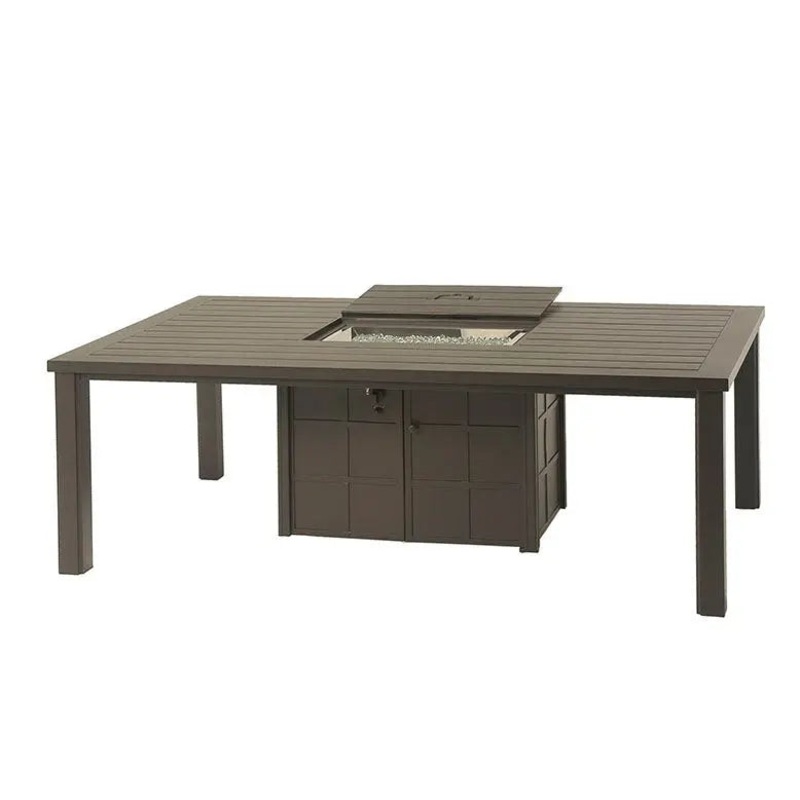 Hanamint Sherwood 47″ x 84″ Rectangle Enclosed Gas Fire Pit Dining Table