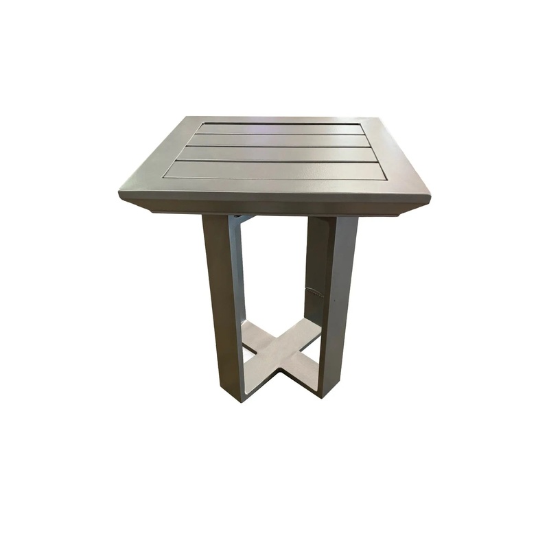 Castelle Moderna 16″ Square Side Table with Slat Top in Platinum Tex Finish