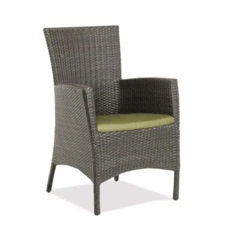 Ratana Palm Harbor Arm Chair in Leather Antique Brown Weave with Aries Marble Seat Cushion