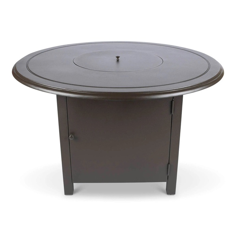 Woodard 48″ Round Solid Cast with Beaded Edge Dining Fire Table in Aztec Bronze