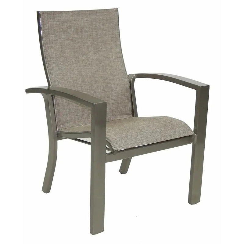 Castelle Orion Sling Dining Chair in Antique Dark Rum Finish with Augustine Oyster Sling