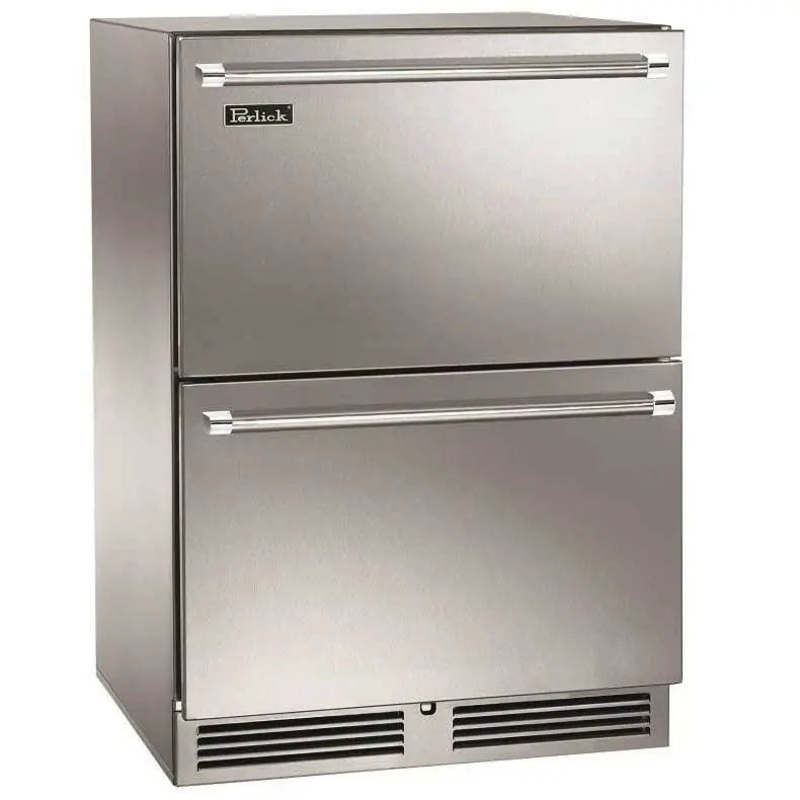 Perlick HP24 24 Undercounter Outdoor Dual Zone Freezer/Refrigerator Drawers Stainless Steel