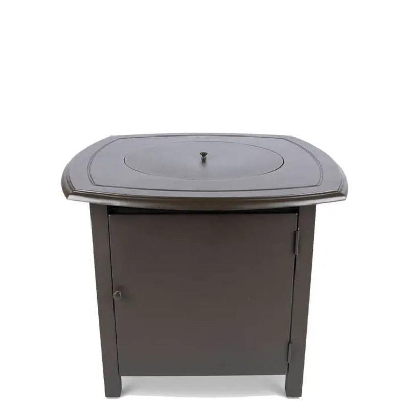 Woodard 35″ Square Round Solid Cast with Beaded Edge Dining Fire Table in Aztec Bronze