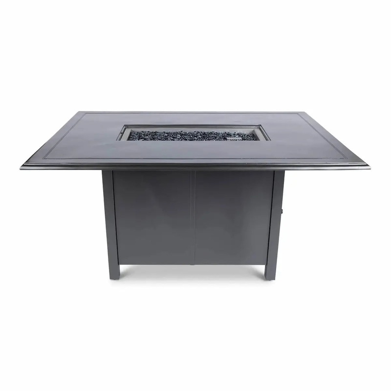 Woodard 42″ x 60″ Solid Cast with Bead Edge Dining Height Fire Table in Pewter