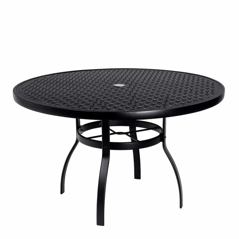 Woodard Deluxe Complete 48in Round Dining Table with Lattice Top in Twilight Finish