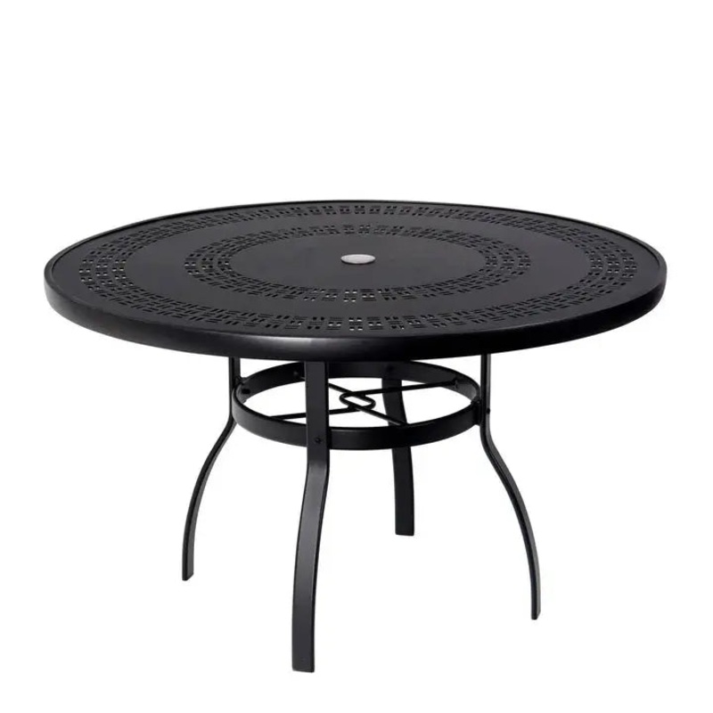 Woodard Deluxe Complete 48in Round Dining Table with Trellis Top in Aztec Bronze Finish