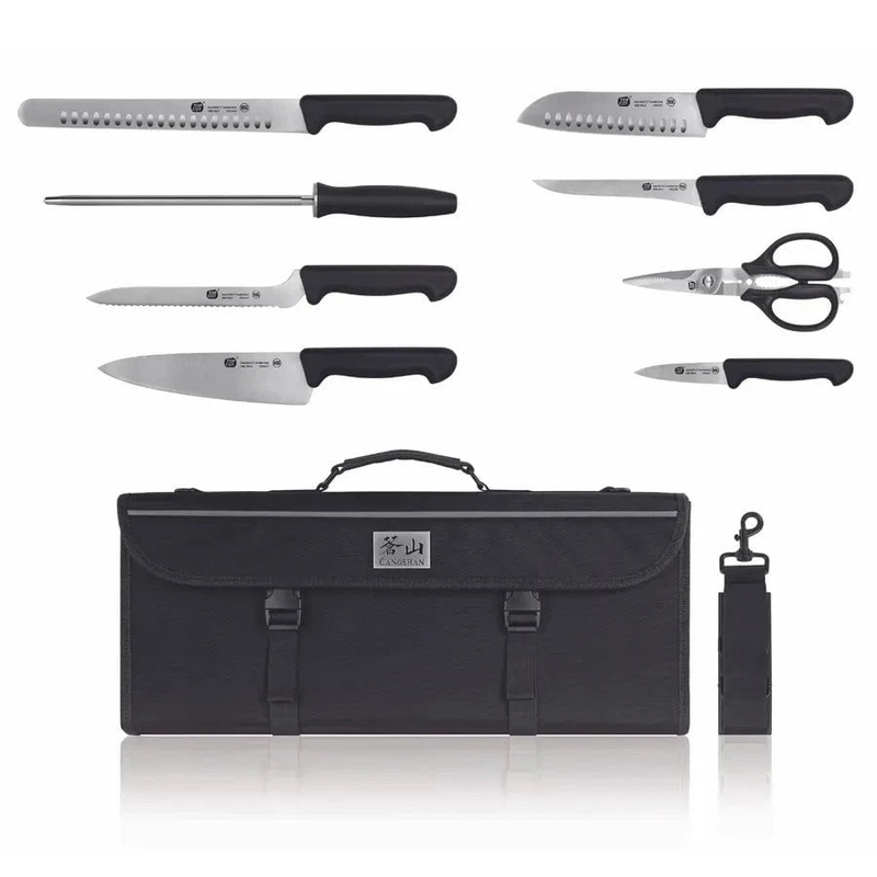 Cangshan, Top Cut P2 Series, 9 Pc Knife Bag Set, Swedish 12C27 Steel