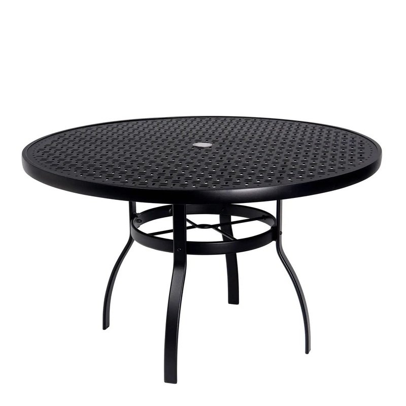 Woodard Deluxe Complete 48in Round Dining Table with Lattice Top in Aztec Bronze Finish