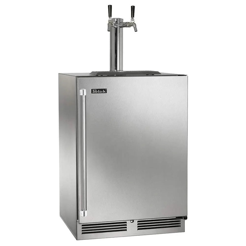 Perlick HP24 24 Undercounter Outdoor Beer Dispenser – Two Tap Stainless Steel Solid Door – Left Hinged