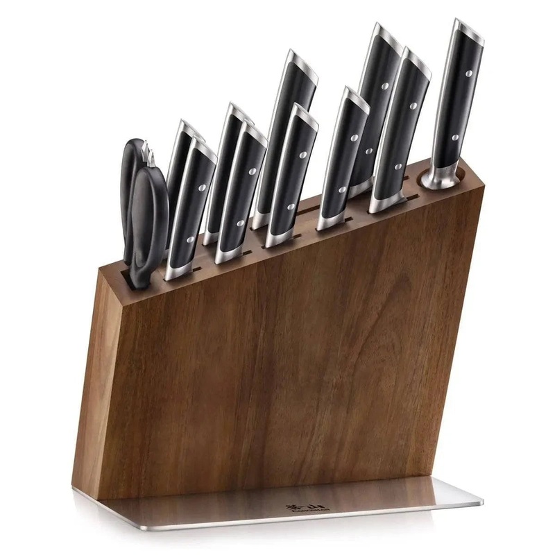 HELENA Series 12-Piece Knife Block Set, Forged German Steel, HUA Acacia Block