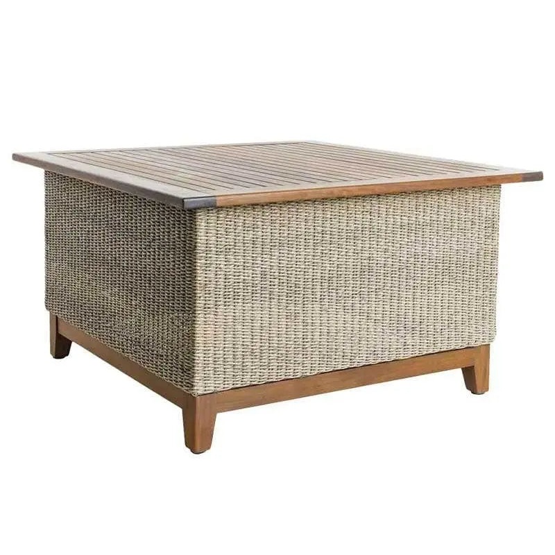 Jensen Outdoor Coral Square Chat Table in Natural Weave