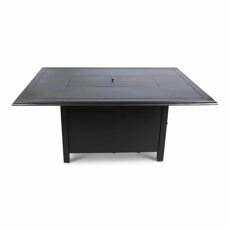 Woodard 42″ x 60″ Solid Cast with Beaded Edge Rectangular Chat Fire Table in Pewter and Black