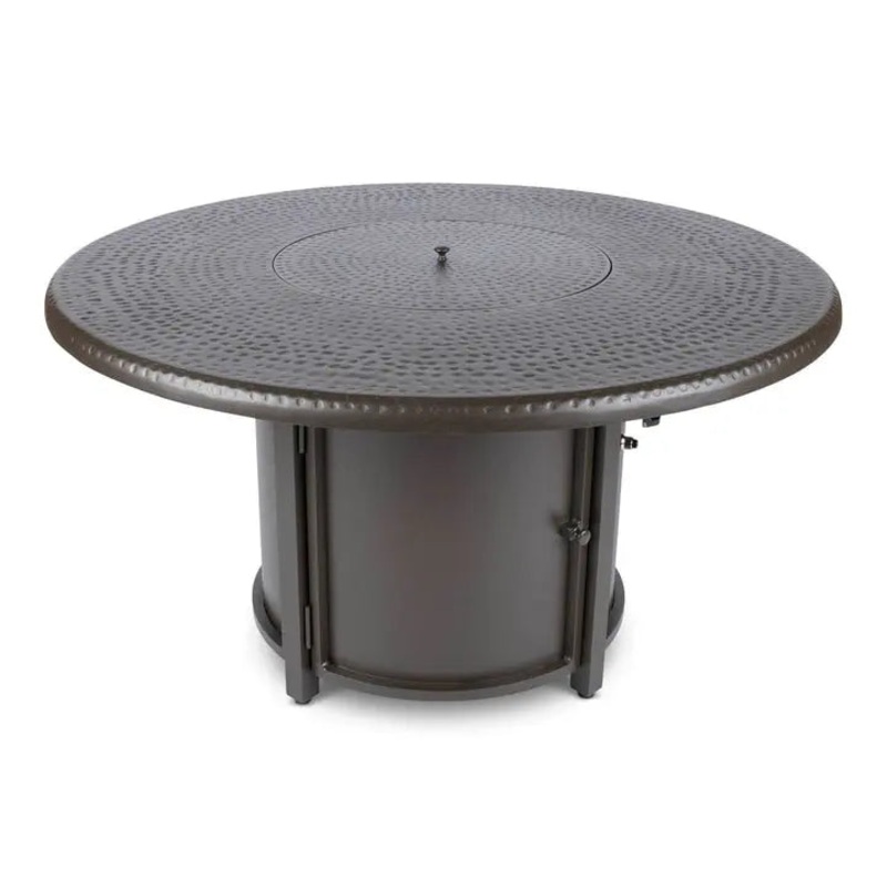 Woodard 48″ Round Hammered Chat Fire Table in Aztec Bronze