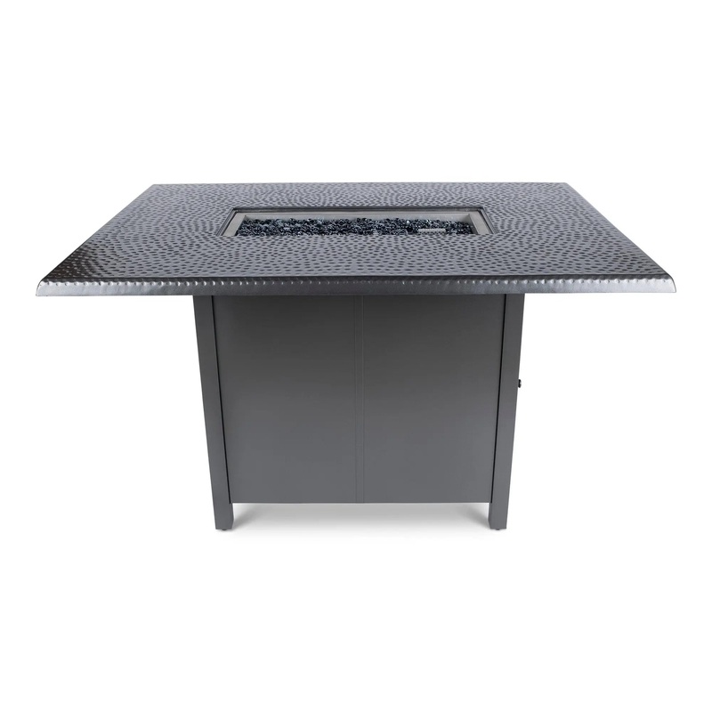 Woodard 42″ x 60″ Hammered Top Counter Height Fire Table in Pewter