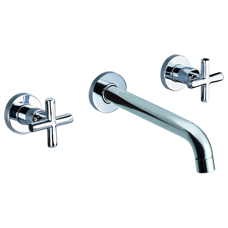ALFI Brand AB1035-PC Polished Chrome 8″ Widespread Wall-Mounted Cross Handle Faucet