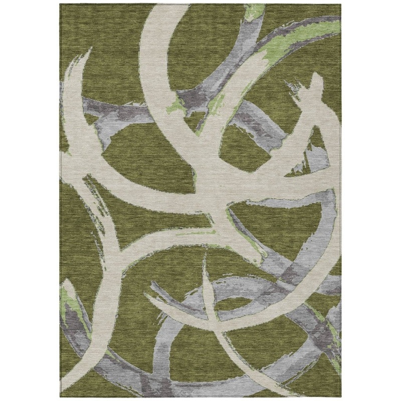 Aloura Green Washable Indoor-Outdoor Rug
