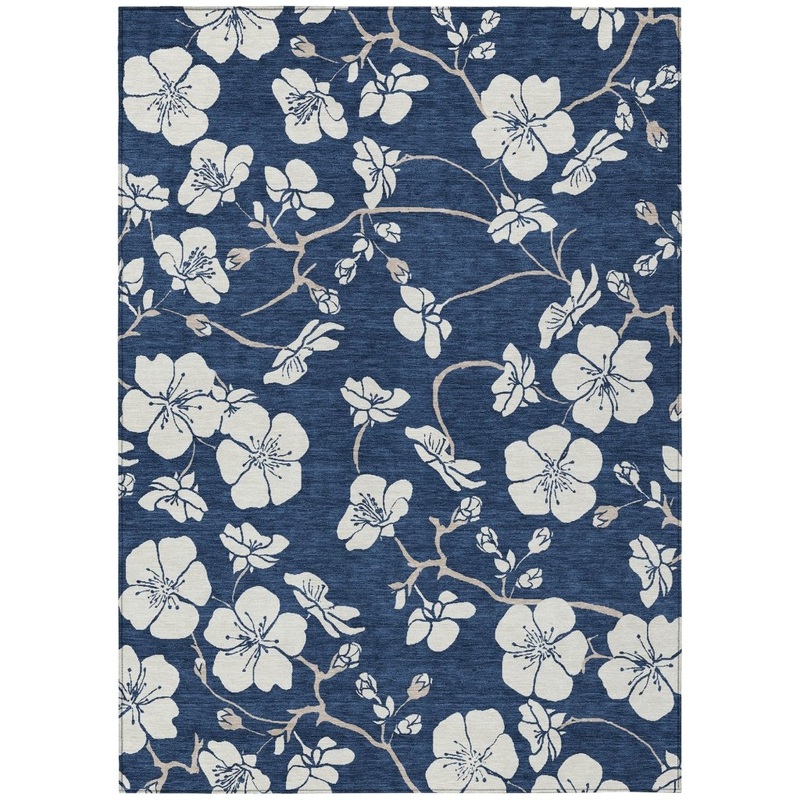 Ensa Navy Washable Indoor-Outdoor Rug