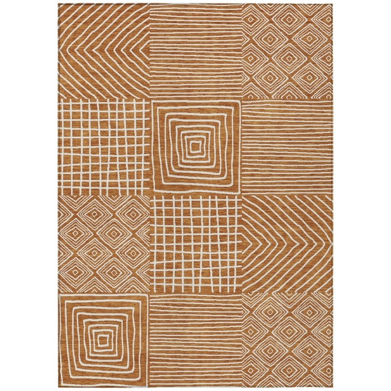 Junia Orange Washable Indoor-Outdoor Rug