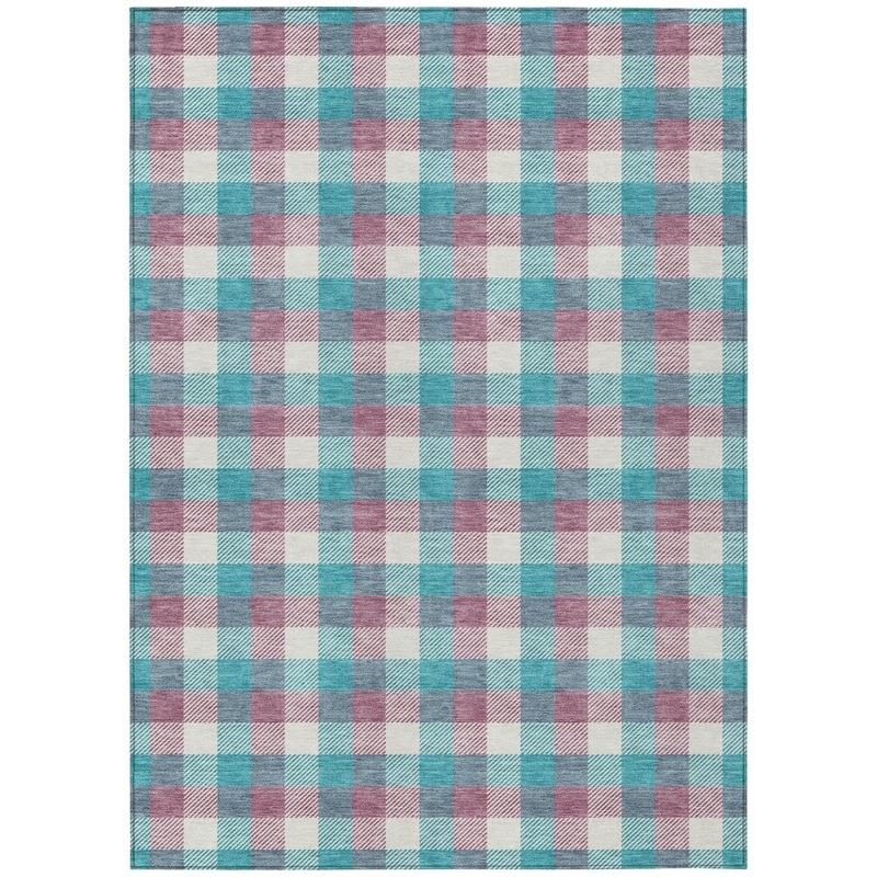 Nahlia Teal Washable Indoor-Outdoor Rug