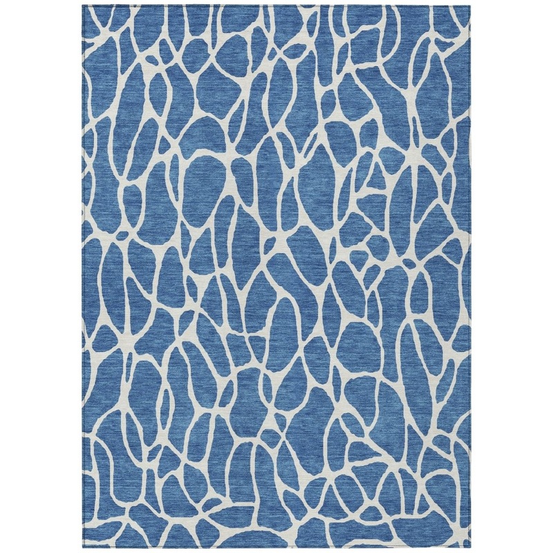 Zarelia Blue Washable Indoor-Outdoor Rug