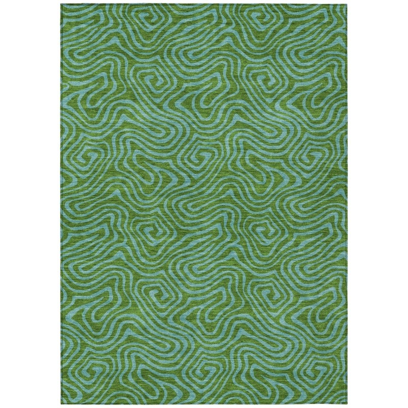 Zena Green Washable Indoor-Outdoor Rug