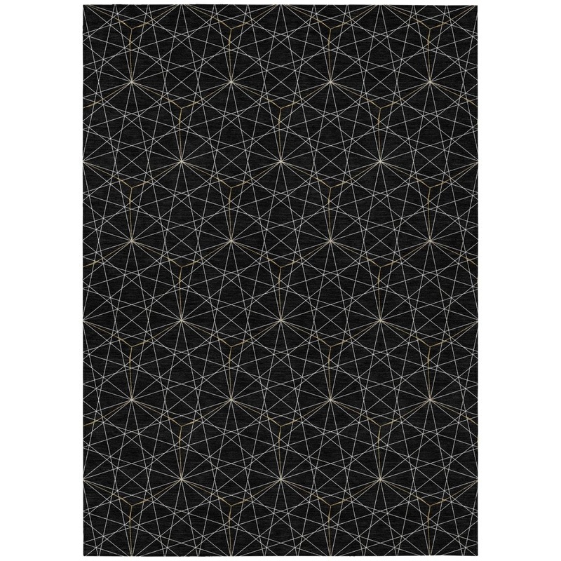 Alina Black Washable Indoor-Outdoor Rug