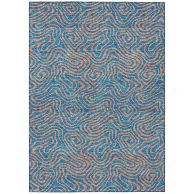 Zena Teal Washable Indoor-Outdoor Rug