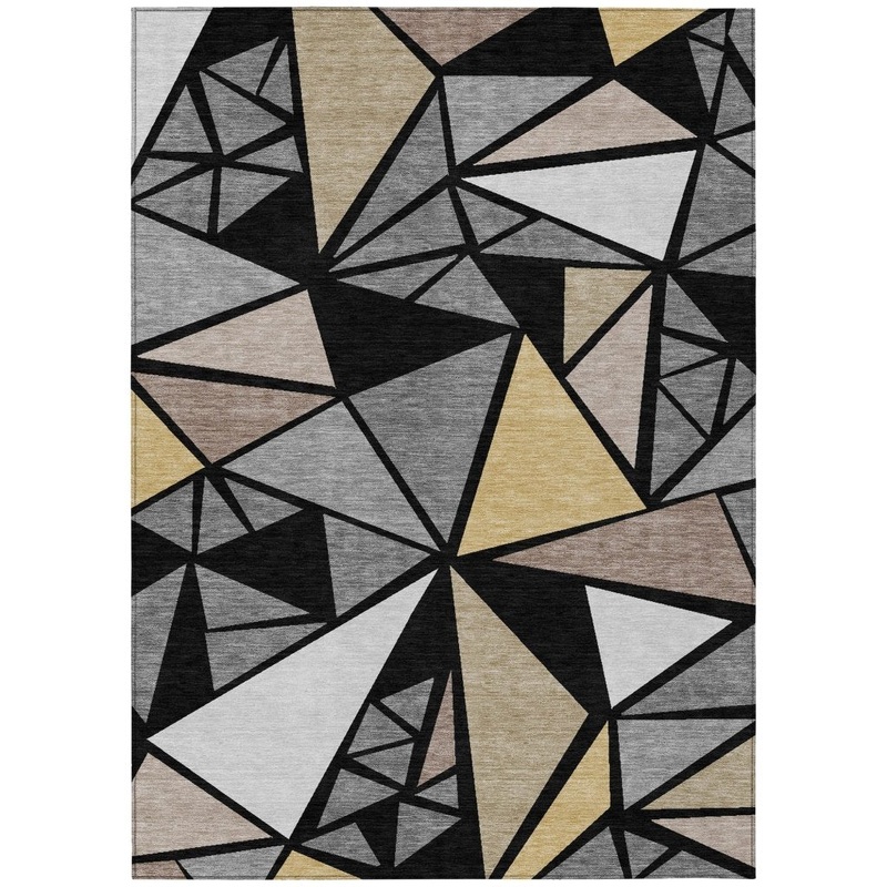Aristea Black Washable Indoor-Outdoor Rug