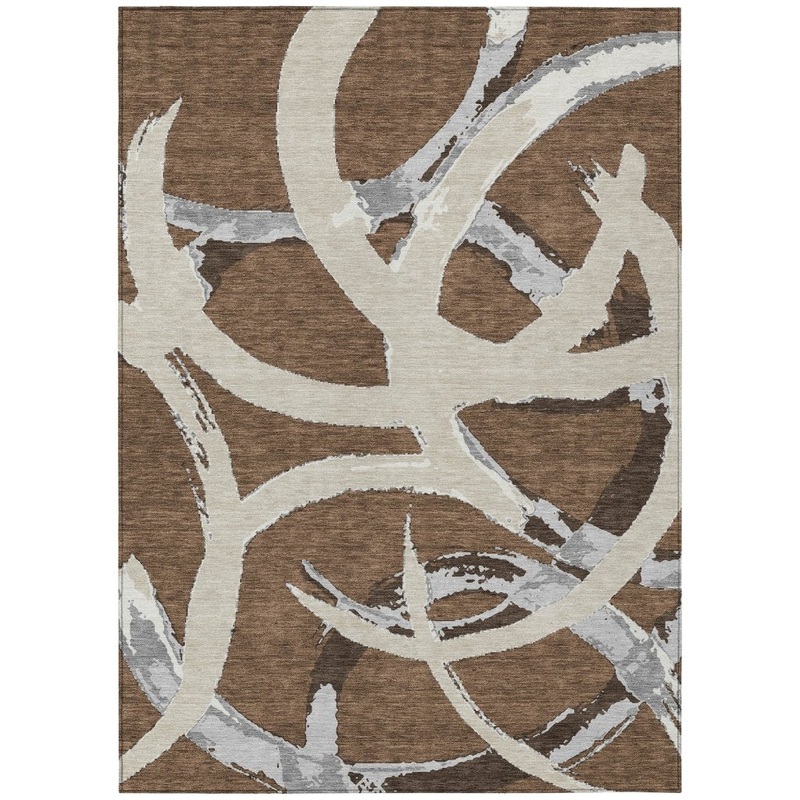 Aloura Brown Washable Indoor-Outdoor Rug