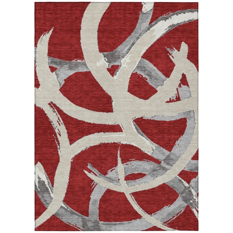 Aloura Red Washable Indoor-Outdoor Rug