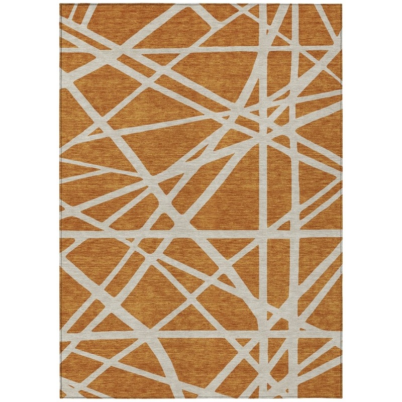 Zephina Orange Washable Indoor-Outdoor Rug