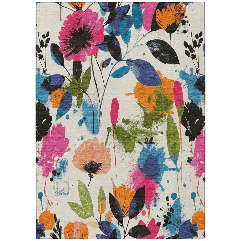 Zarabelle Ivory Washable Indoor-Outdoor Rug