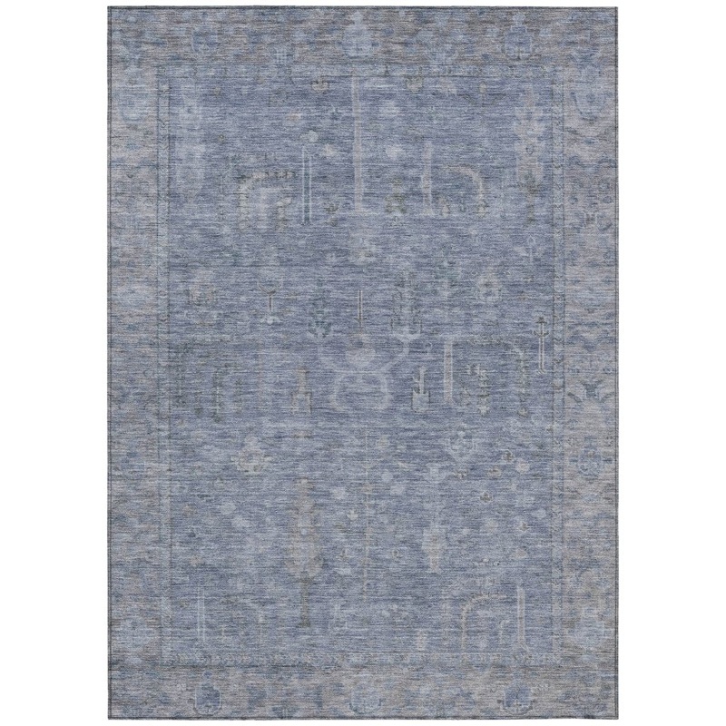 Zia Blue Washable Indoor-Outdoor Rug