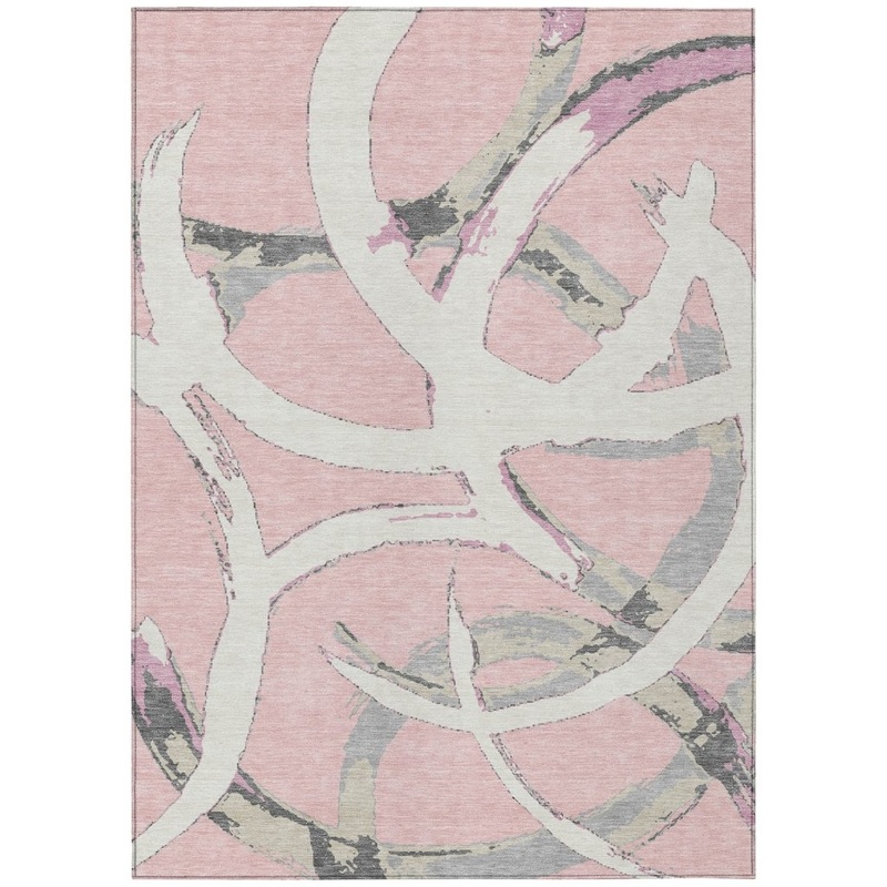 Aloura Pink Washable Indoor-Outdoor Rug