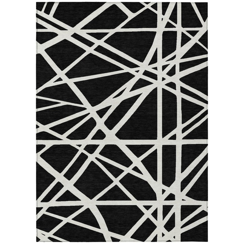 Zephina Black Washable Indoor-Outdoor Rug